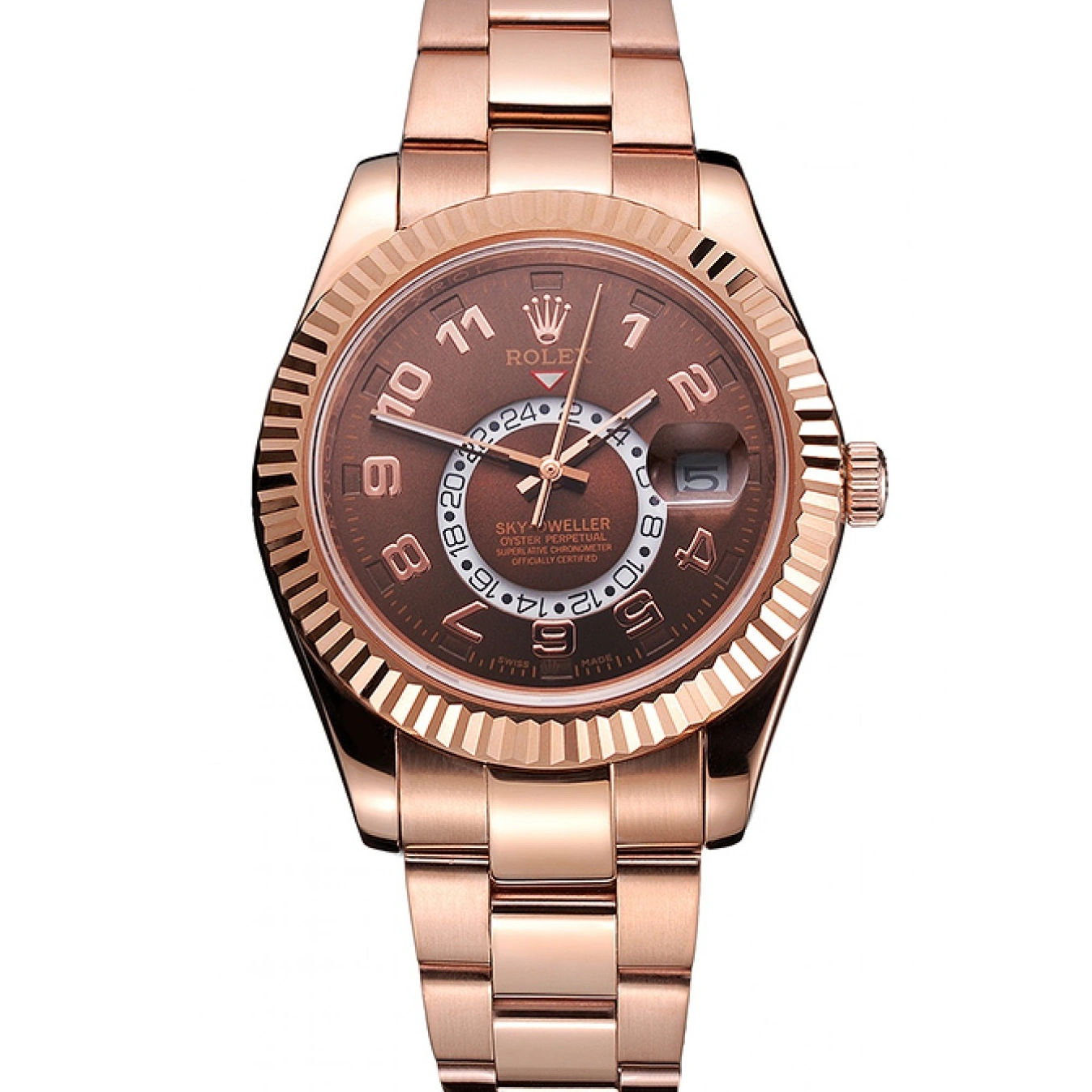 Rose Dweller Rolex Dial Bracelet Case Sky Brown Ad Gold 1028